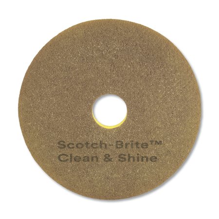 SCOTCH-BRITE Clean and Shine Pad, 17" Diameter, Yellow/Gold, PK5 09544